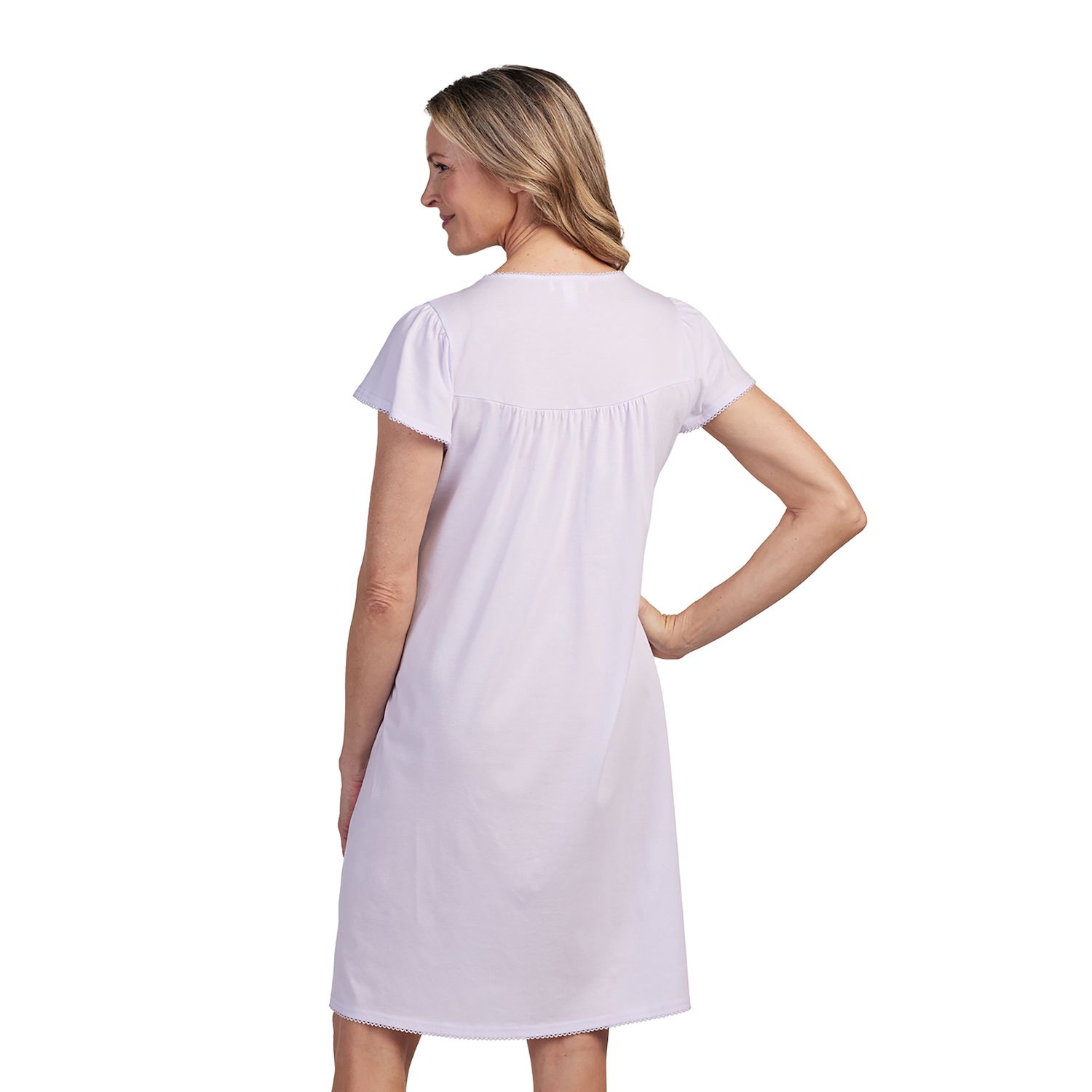 Miss Elaine Women's Short Nightgown – Cotton Blend Knit, Cap Sleeves, Round Neck, Machine Washable - View #11