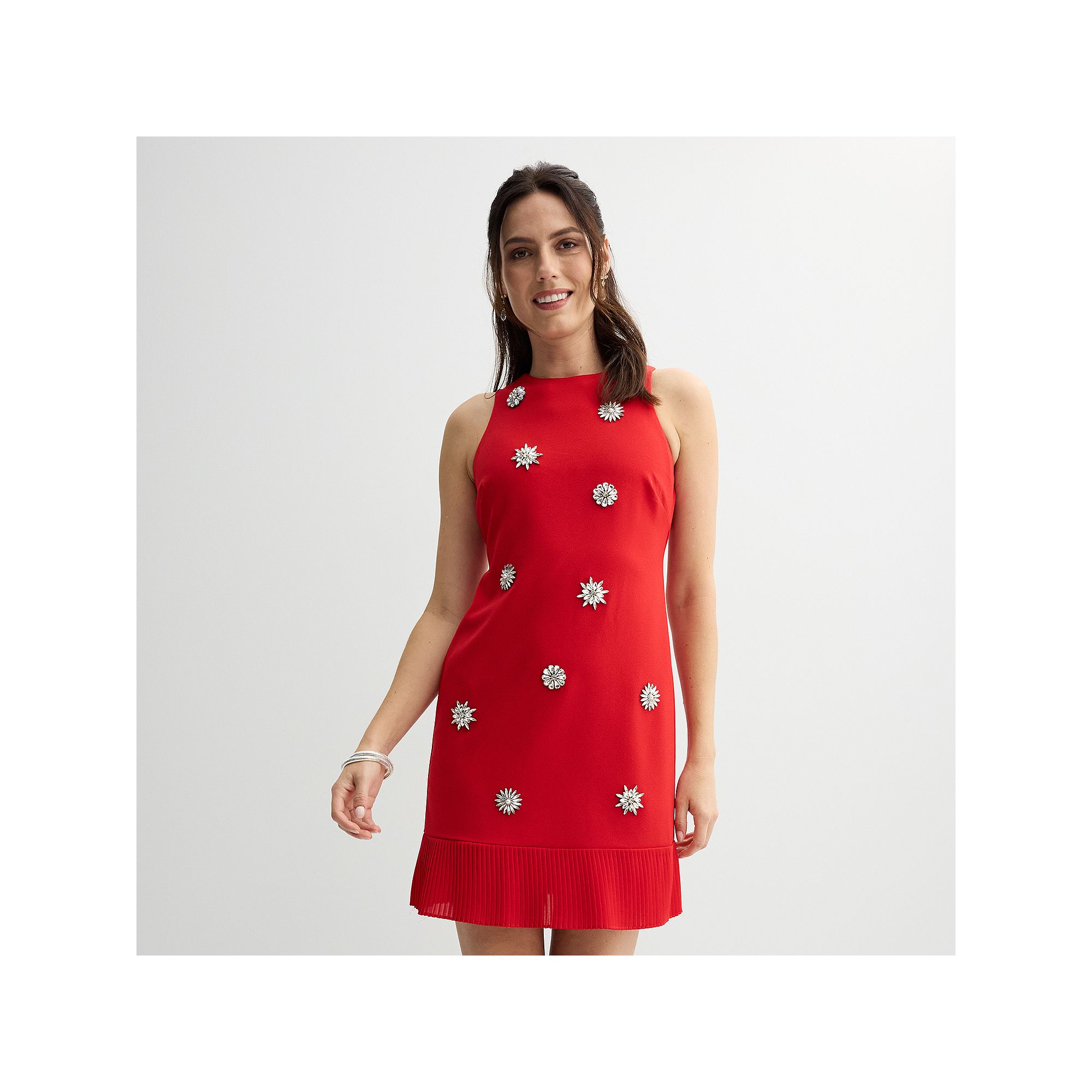Womens Taylor Embellished Mini Dress with Ruffle Hem, Size: 2, Ultra Red