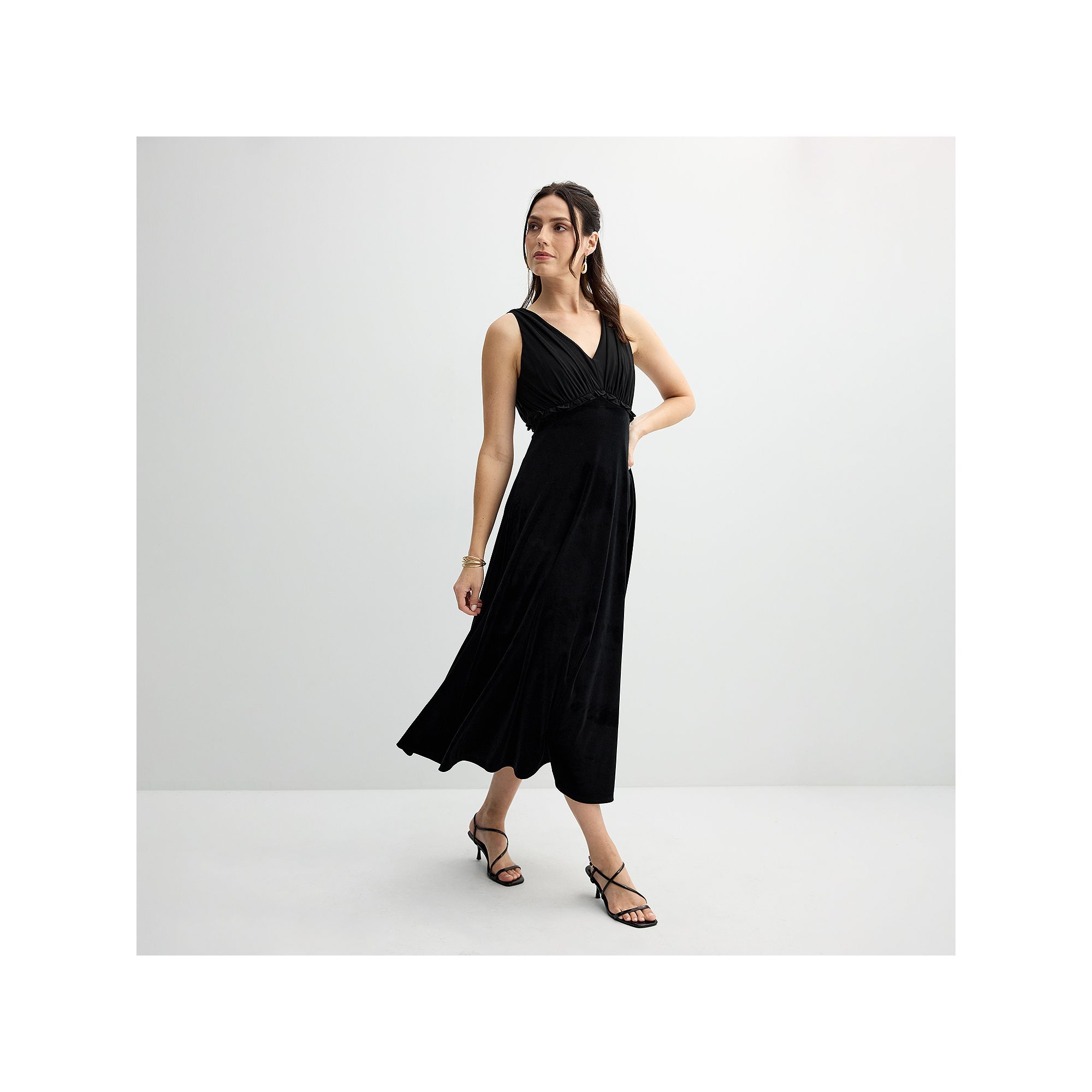 Womens Taylor V Neck Chiffon and Velvet Dress, Size: 4, Licorice