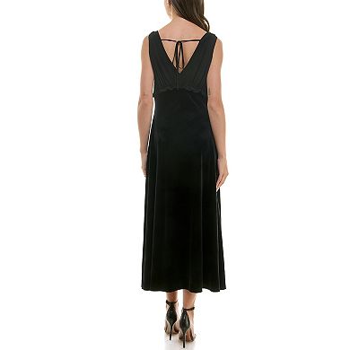 Women's Taylor V Neck Chiffon and Velvet Dress