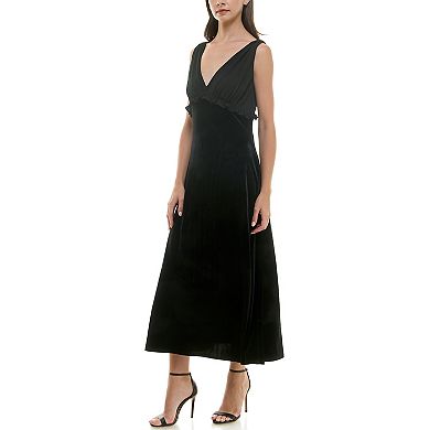 Women's Taylor V Neck Chiffon and Velvet Dress