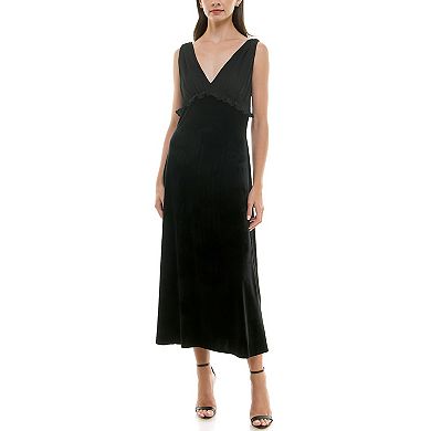 Women's Taylor V Neck Chiffon and Velvet Dress