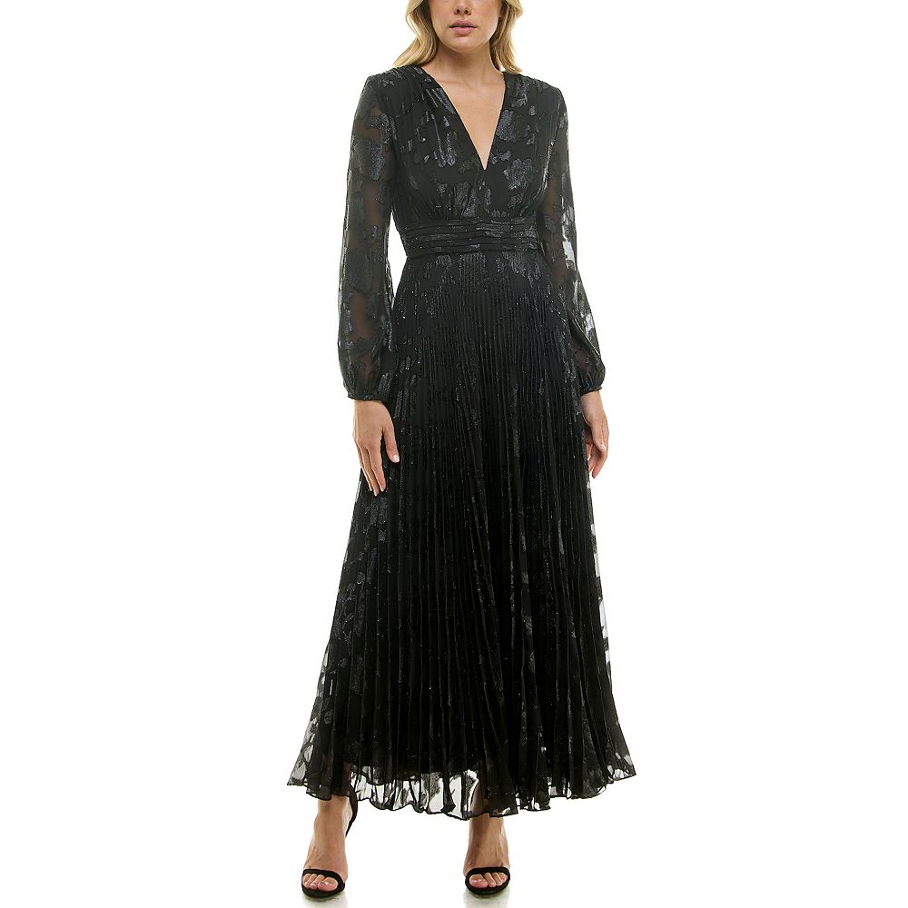 Gathered Long Sleeve Maxi Dress With Belt