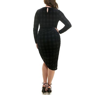 Women's Nicole Miller Plaid Burn-Out Velvet Midi Dress