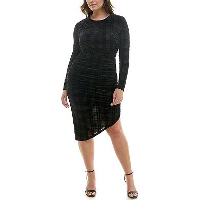 Women's Nicole Miller Plaid Burn-Out Velvet Midi Dress