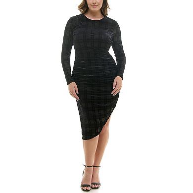 Women's Nicole Miller Plaid Burn-Out Velvet Midi Dress