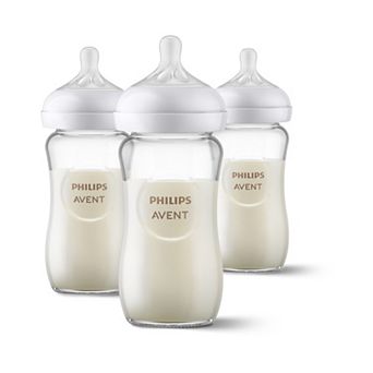 Philips Avent 8-oz. Natural Glass Anti-Colic Infant Baby Bottle With Natural Response Nipple 3-Pack