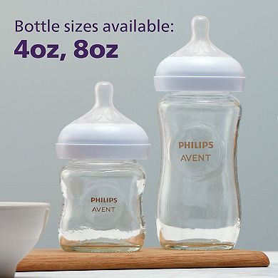 Philips Avent 8-oz. Natural Glass Anti-Colic Infant Baby Bottle With Natural Response Nipple 3-Pack