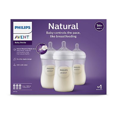 Philips Avent 9-oz. Natural Newborn Anti-ColicBaby Bottle With Natural Response Nipple 3-Pack