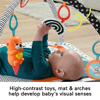 Fisher-Price 3-in-1 Music Glow and Grow Gym Infant Playmat with Lights & Removable Toys