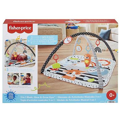 Fisher-Price 3-in-1 Music Glow and Grow Gym Infant Playmat with Lights & Removable Toys