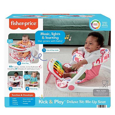 Fisher-Price Kick & Play Deluxe Sit-Me-Up Seat Portable Baby Chair with Piano Learning Toy