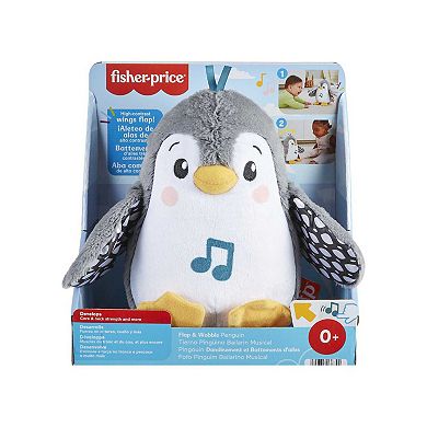 Fisher-Price Plush Tummy Time Toy, Flap & Wobble Penguin and Newborn Musical Toy Set