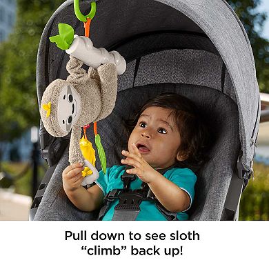Fisher-Price Slow Much Fun Stroller Sloth Baby Toy with Sensory Details