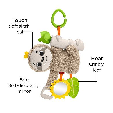 Fisher-Price Slow Much Fun Stroller Sloth Baby Toy with Sensory Details
