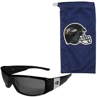 NFL Baltimore Ravens Chrome Wrap Sunglasses & Microfiber Bag