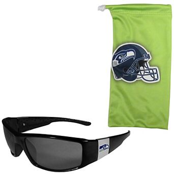 NFL Seattle Seahawks Chrome Wrap Sunglasses & Microfiber Bag