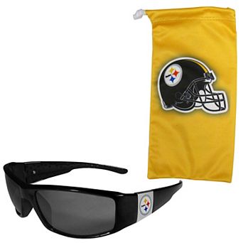 NFL Pittsburgh Steelers Chrome Wrap Sunglasses & Microfiber Bag