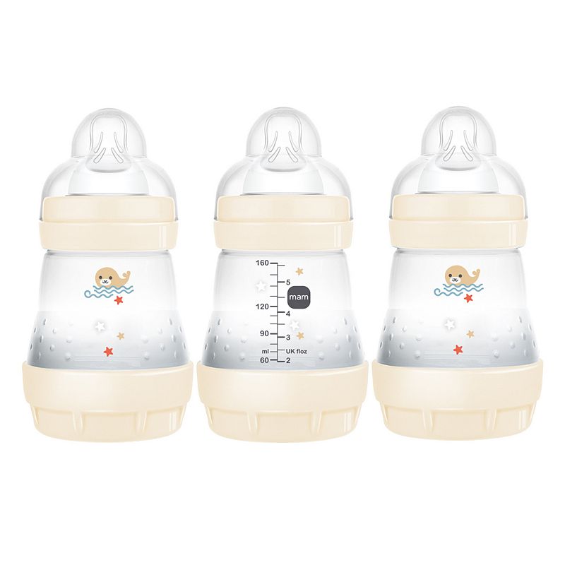 MAM Easy Start Anti-Colic 3 Pack 5oz Baby Bottle, Ivory