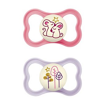 MAM Air Night Sensitive Skin Pacifier and Sterilizing Case, 6-16 Months 2-Pack