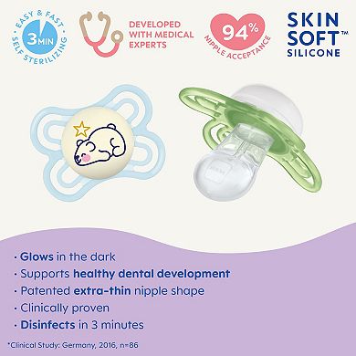 MAM Perfect Night Baby Pacifier 0-6 Months 2-Pack