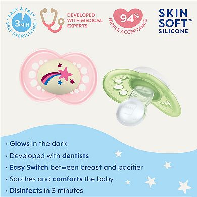 MAM Night Pacifier with Sterilizing Box 2 Pack