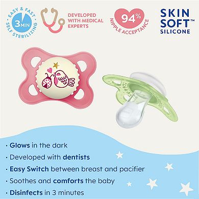 MAM Night Pacifier with Sterilizing Box 2 Pack