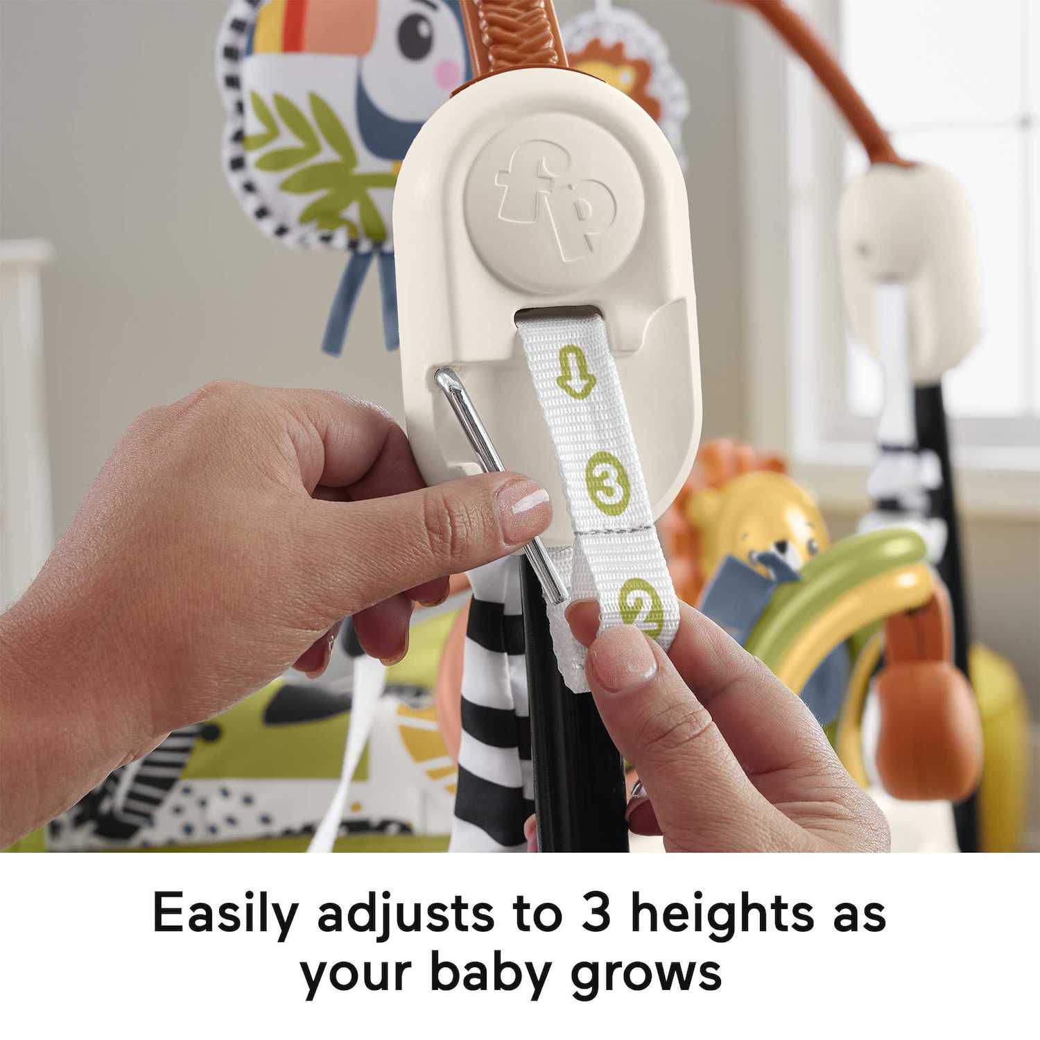 Fisher-Price Astro Kitty Ruimtebesparende Jumperoo, Activity Center voor baby's met bewegend zitje, lichtjes, muziek en interactieve speeltjes, HBG73