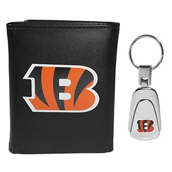 NFL Cincinnati Bengals Tri-Fold Wallet & Steel Key Chain Set