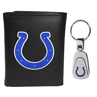NFL Indianapolis Colts Tri-Fold Wallet & Steel Key Chain Set