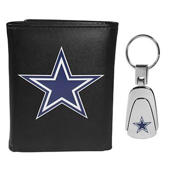 NFL Dallas Cowboys Tri-Fold Wallet & Steel Key Chain Set