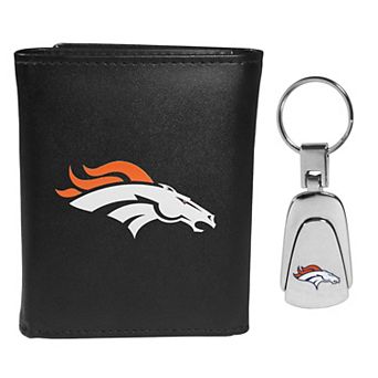 NFL Denver Broncos Tri-Fold Wallet & Steel Key Chain Set