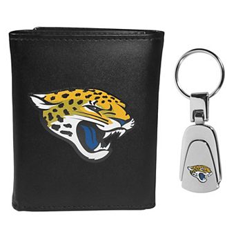 NFL Jacksonville Jaguars Tri-Fold Wallet & Steel Key Chain Set