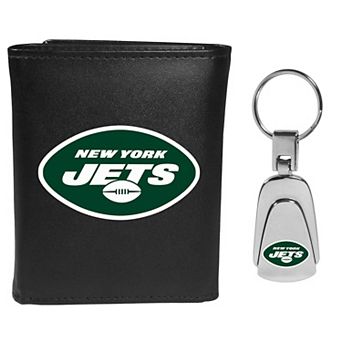NFL New York Jets Tri-Fold Wallet & Steel Key Chain Set