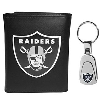 NFL Las Vegas Raiders Tri-Fold Wallet & Steel Key Chain Set
