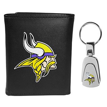 NFL Minnesota Vikings Tri-Fold Wallet & Steel Key Chain Set