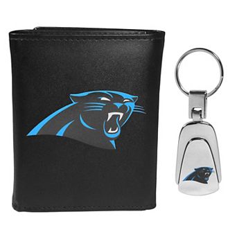 NFL Carolina Panthers Tri-Fold Wallet & Steel Key Chain Set