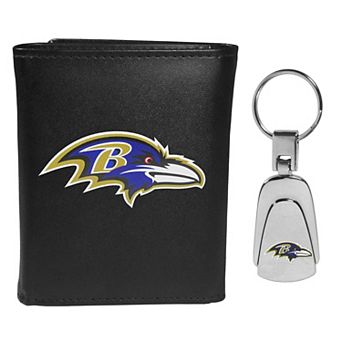NFL Baltimore Ravens Tri-Fold Wallet & Steel Key Chain Set