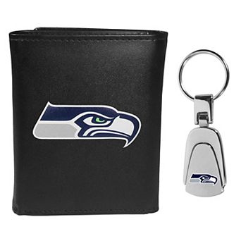 NFL Seattle Seahawks Tri-Fold Wallet & Steel Key Chain Set