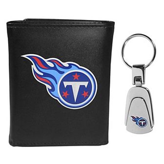 NFL Tennessee Titans Tri-Fold Wallet & Steel Key Chain Set