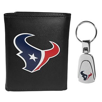 NFL Houston Texans Tri-Fold Wallet & Steel Key Chain Set