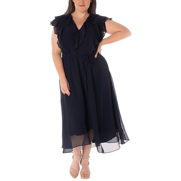 Plus Size Maison Tara Ruffle Front Bodice Midi Dress