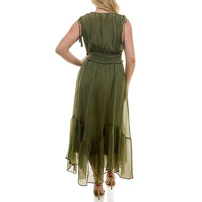 green hanky hem dress Julie Dark Green Velvet Flock Hanky Hem Dress – Scarlett & Jo main image 1