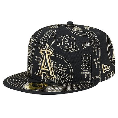 Men's New Era Black Los Angeles Angels 59FIFTY Day Allover Fitted Hat