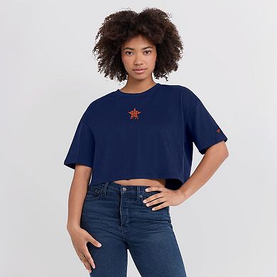 Women's Fanatics Navy Houston Astros Elements Super Soft Boxy Cropped T-Shirt