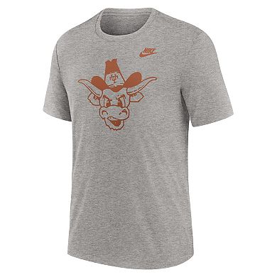 Men's Nike Heather Gray Texas Longhorns Blitz Evergreen Legacy Primary Tri-Blend T-Shirt