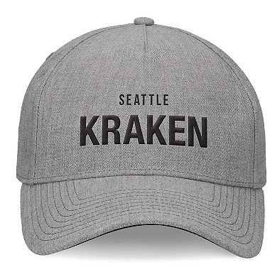 Men's Fanatics Heather Gray Seattle Kraken Elements A-Frame Leather Strapback Hat