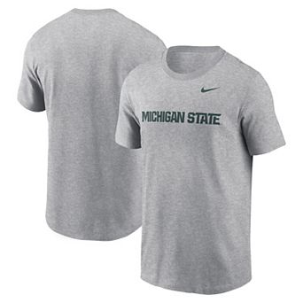 Men's Nike Heather Gray Michigan State Spartans Primetime Wordmark T-Shirt
