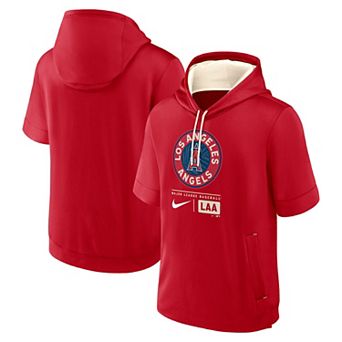 Men's Nike Red Los Angeles Angels City Connect Color Block Short Sleeve Pullover Hoodie
