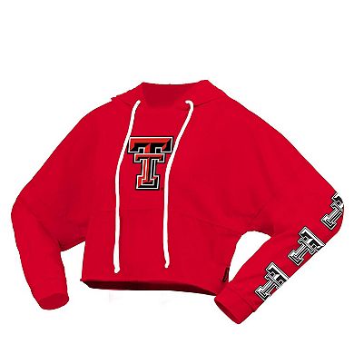 Women's Spirit Jersey Red Texas Tech Red Raiders Oversized Cropped Pullover Hoodie